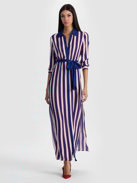 NOVEAU STRIPE TWILIGHT BLUE-CHASSIDY MAXI SHIRT DRESS
