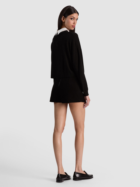 BLACK-RHETT WOOL PULLOVER WITH DETACHABLE COLLAR