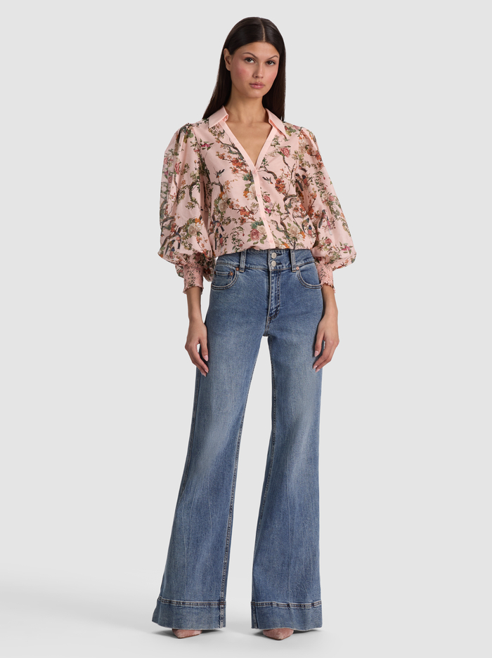 CHARIS BUTTON DOWN BLOUSE - SUNSET GROVE ENGLISH ROSE image 1 - ALICE + OLIVIA