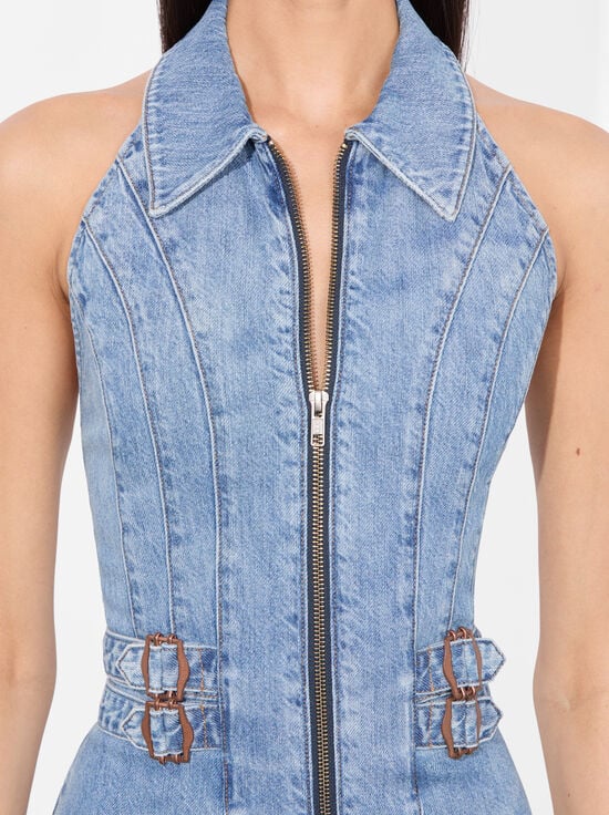 PEYTON VINTAGE BLUE-AXELLE DENIM MINI DRESS