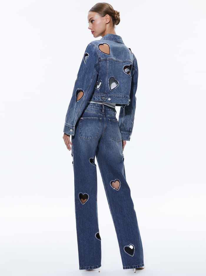 JEFF HEART EMBELLISHED CROPPED DENIM JACKET - TRUE BLUES DARK image 1 - Alice And Olivia