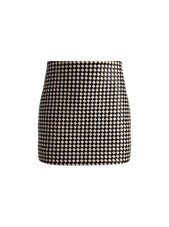 BLACK/BISCOTTI-ELANA VEGAN MINI SKIRT