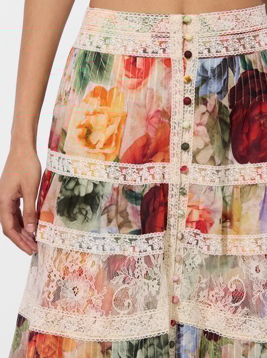 STORM FLORAL SM-ADIRA TIERED MAXI SKIRT