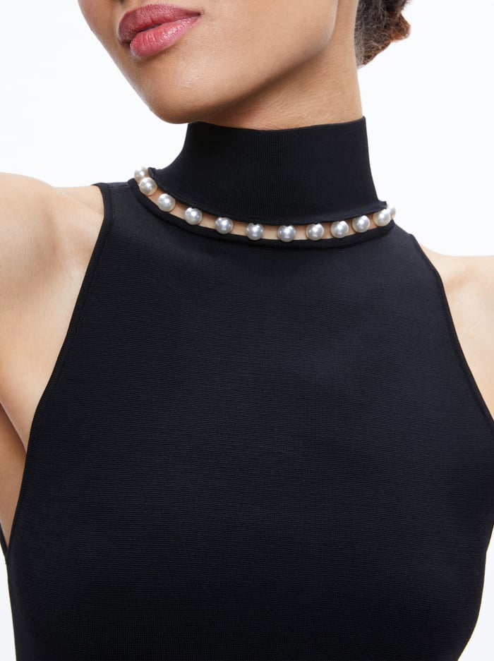 ANNALEE MOCK NECK TOP - BLACK image 3 - Alice And Olivia