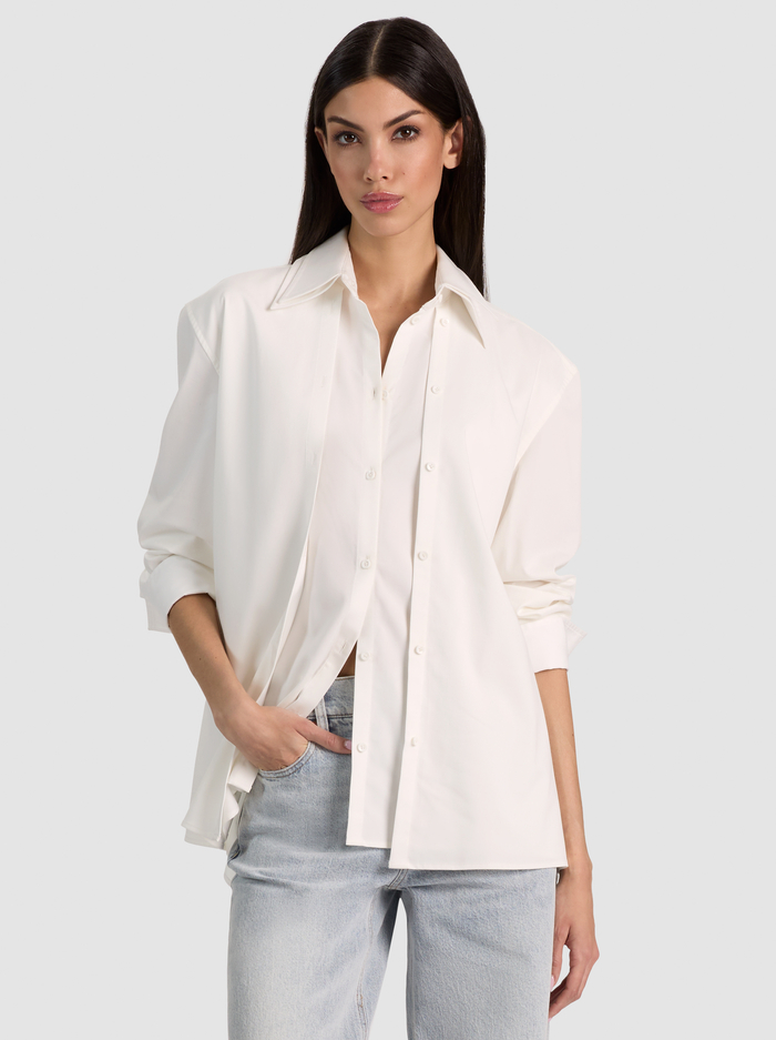 AIMEE DOUBLE LAYER BUTTON DOWN - OFF WHITE - ALICE + OLIVIA
