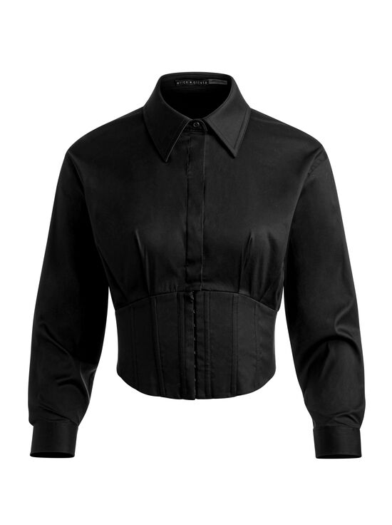 BLACK-EDIE CORSET BUTTON DOWN