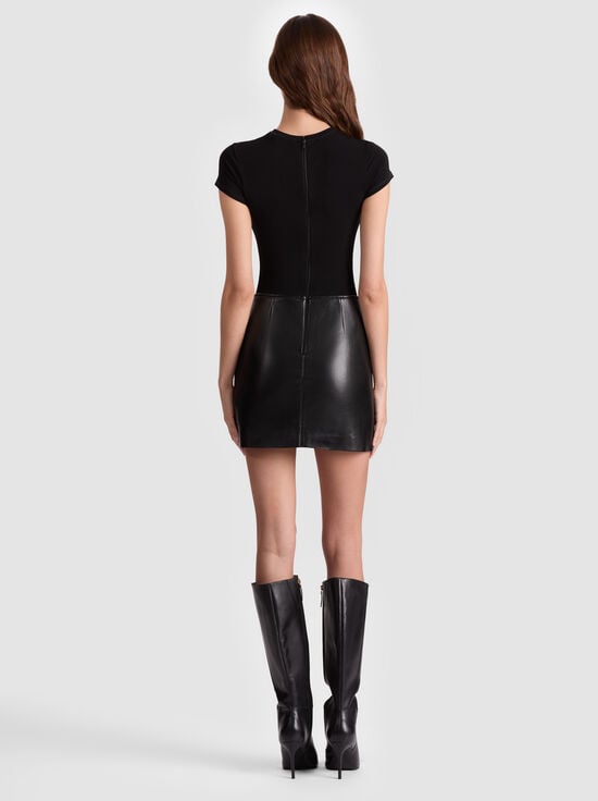 BLACK-SYDNEY VEGAN MINI DRESS