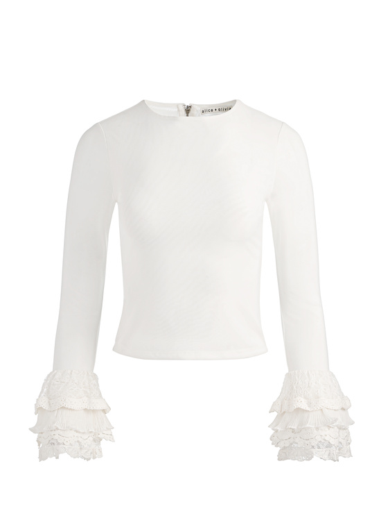 OFF WHITE-DELAINA TOP WITH RUFFLE CUFF