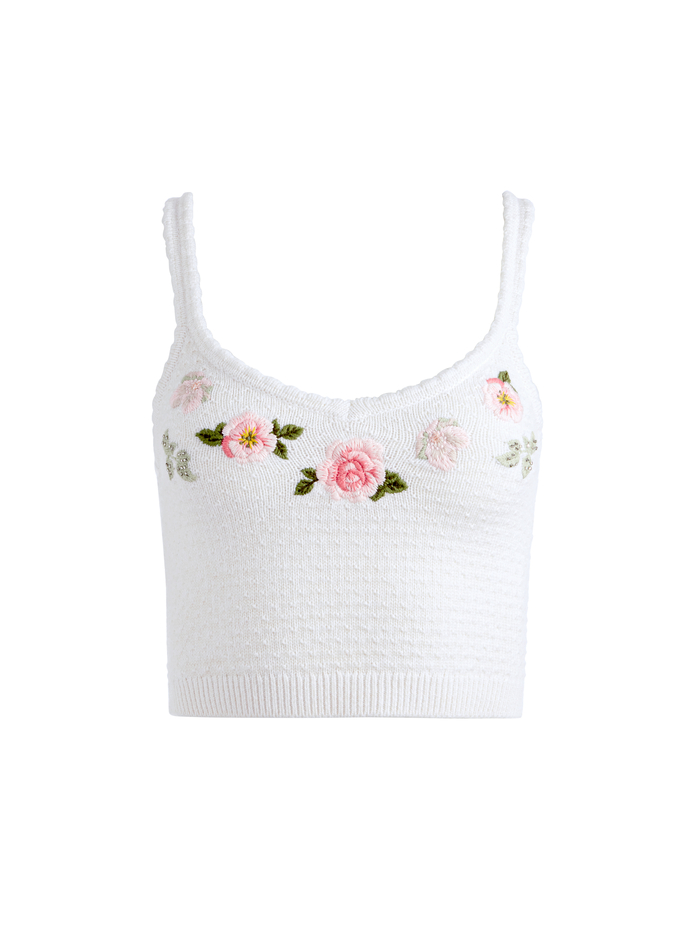 BRIGIDA EMBROIDERED TANK - SOFT WHITE image 5 - Alice And Olivia