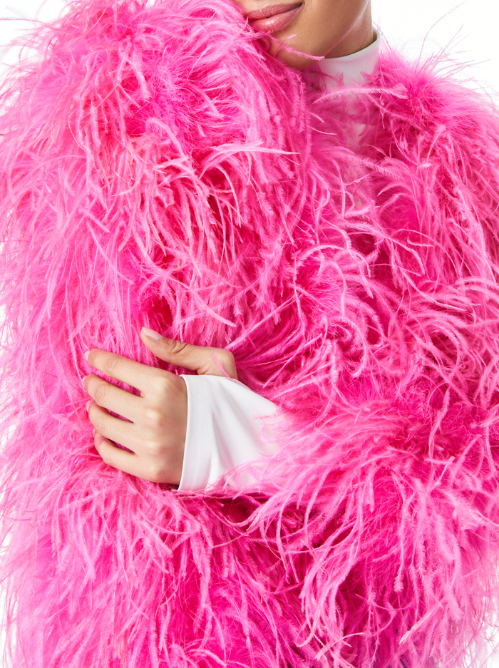 KIDMAN FEATHERED JACKET - WILD PINK image 2 - Alice And Olivia