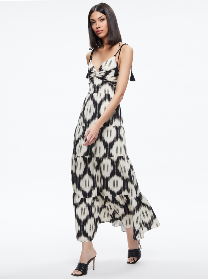 KATARA TWIST TOP TIERED MAXI DRESS - CLASSIC IKAT - Alice And Olivia
