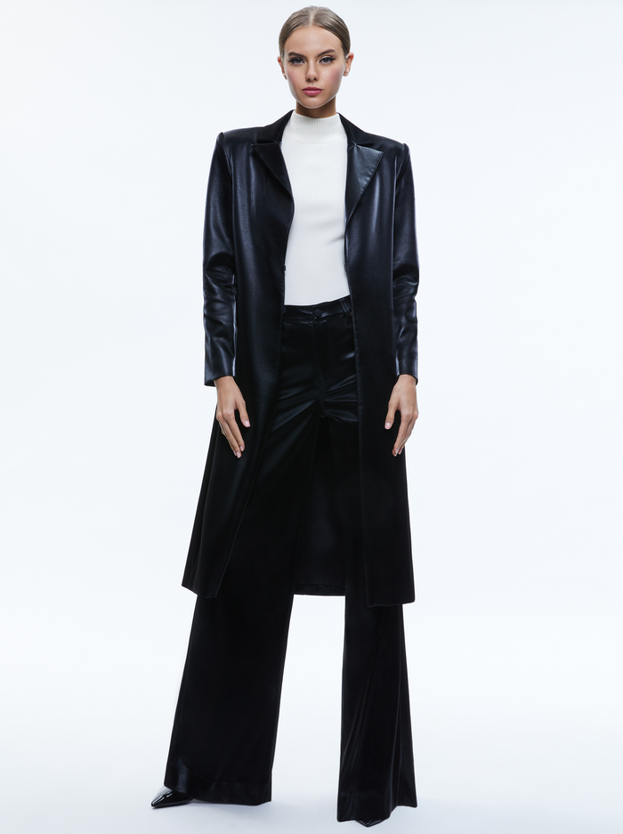 MYA VEGAN LEATHER LONG BLAZER - BLACK image 2 - Alice And Olivia