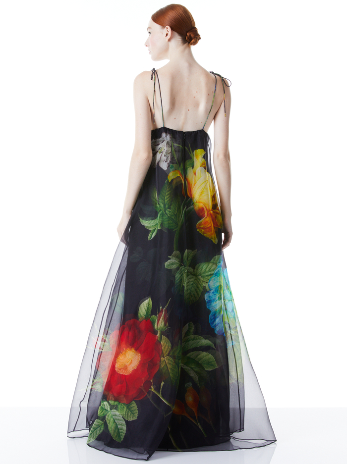MASSIE TIE STRAP PRINTED GOWN - ATRIUM FLORAL image 1 - Alice And Olivia