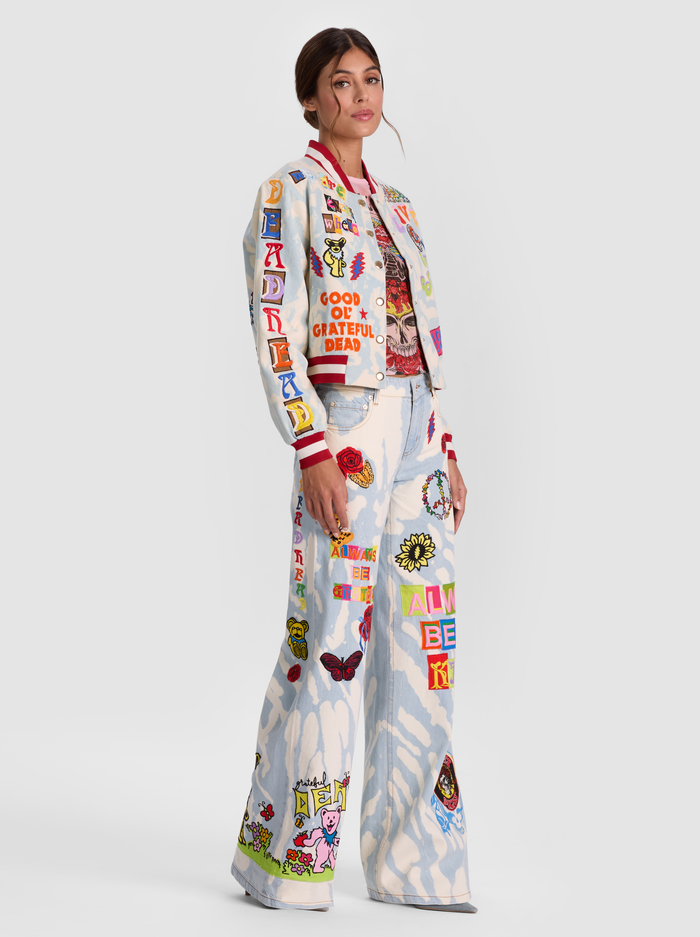 A+O X GRATEFUL DEAD KERI DENIM JACKET - INDIGO BLEACHED TIE DYE image 5 - Alice And Olivia