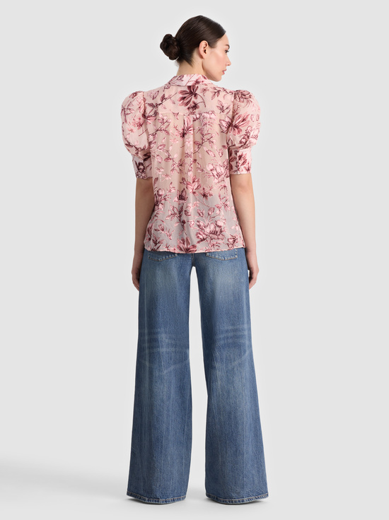 MYSTIC GARDEN ENGLISH ROSE-WILLA PUFF SLEEVE BLOUSE