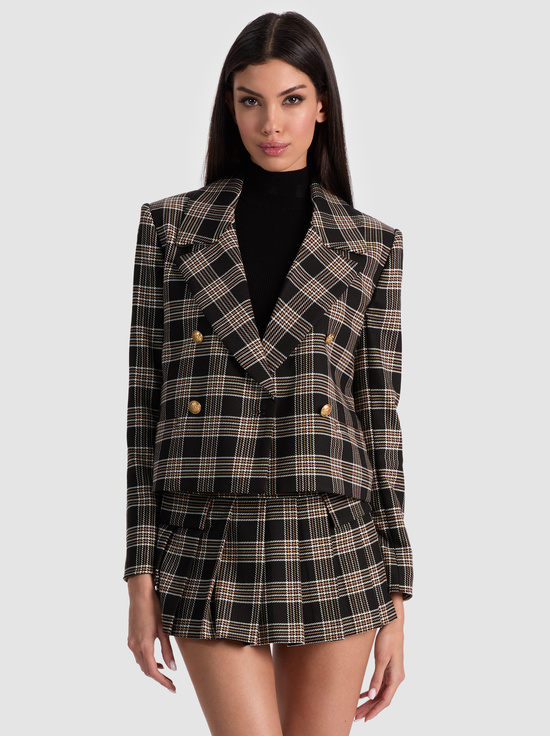 BLACK/MULTI-AVERY DOUBLE BREASTED BLAZER