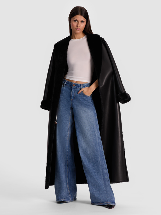 BLACK-SHELBY FAUX SHEARLING MAXI COAT