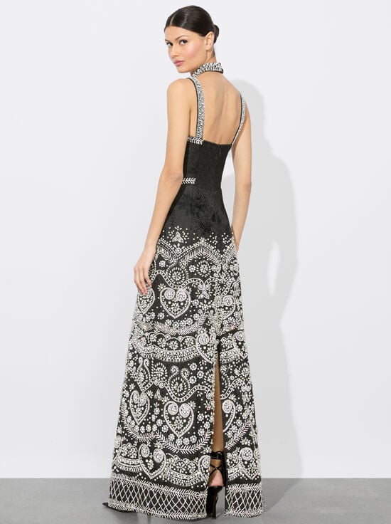BLACK/MULTI-PAIGE MAXI GOWN