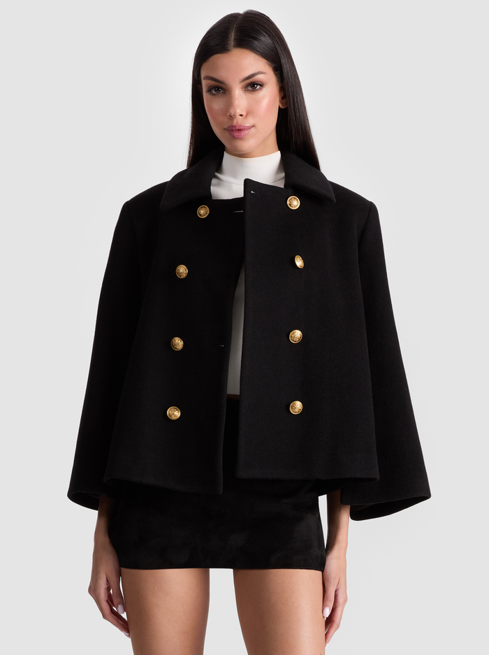 REYNALDA MINI CAPE - BLACK - Alice And Olivia