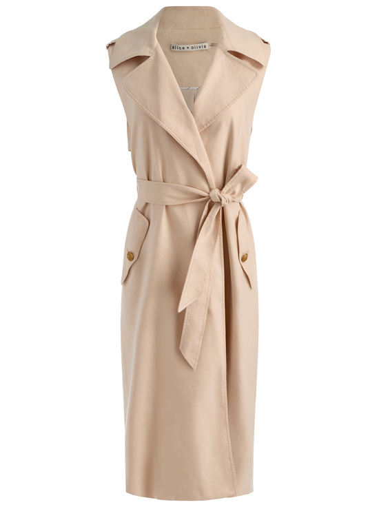 OATMEAL-KEITH SLEEVELESS LINEN TRENCH