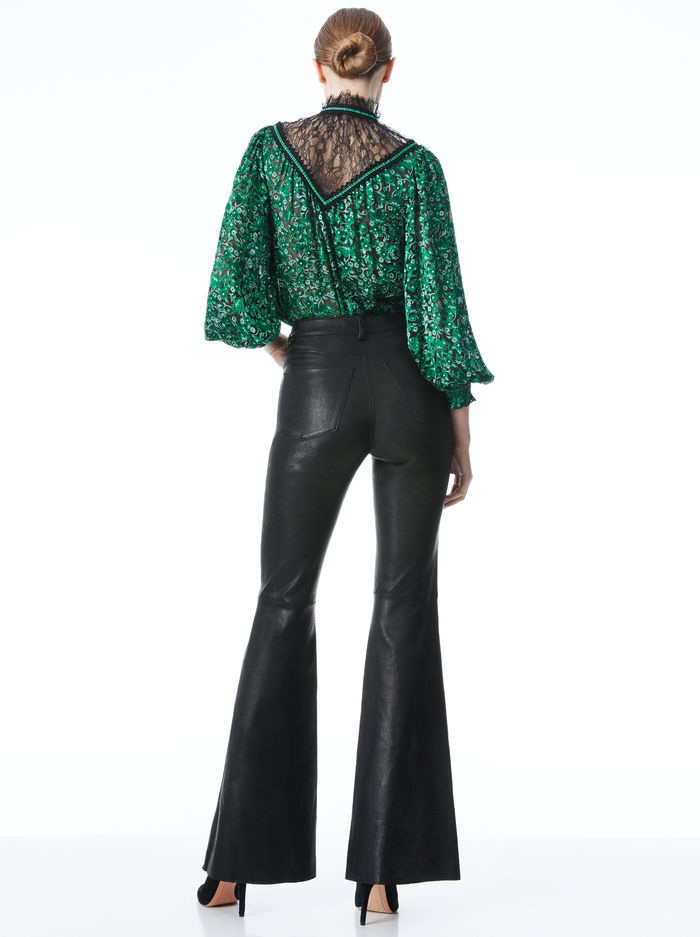 CLARICE FLORAL BLOUSE - MAKING PLANS DARK EMERALD/BLK image 1 - ALICE + OLIVIA
