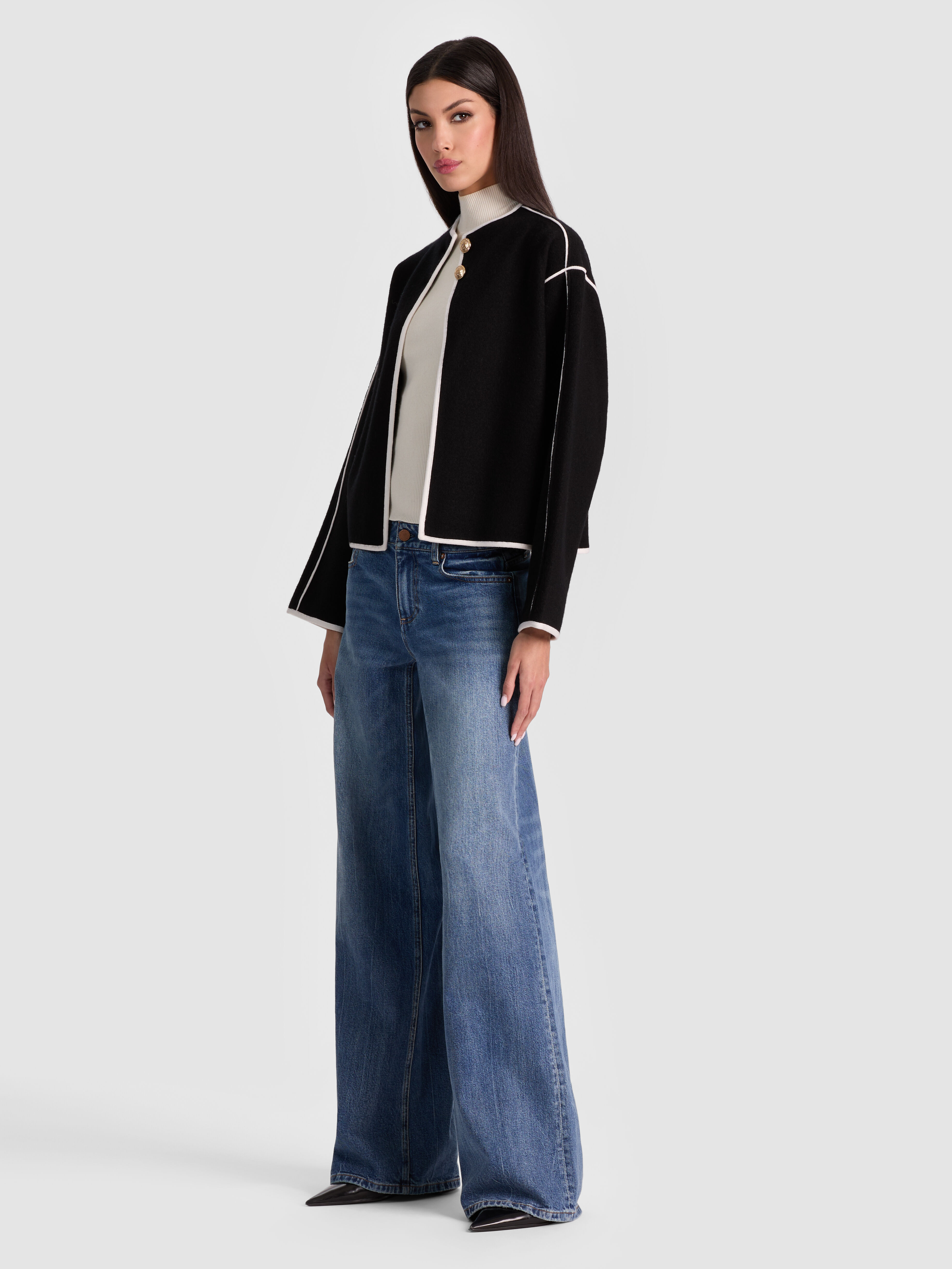 Akira Embellished Cardigan In Black | Alice + Olivia