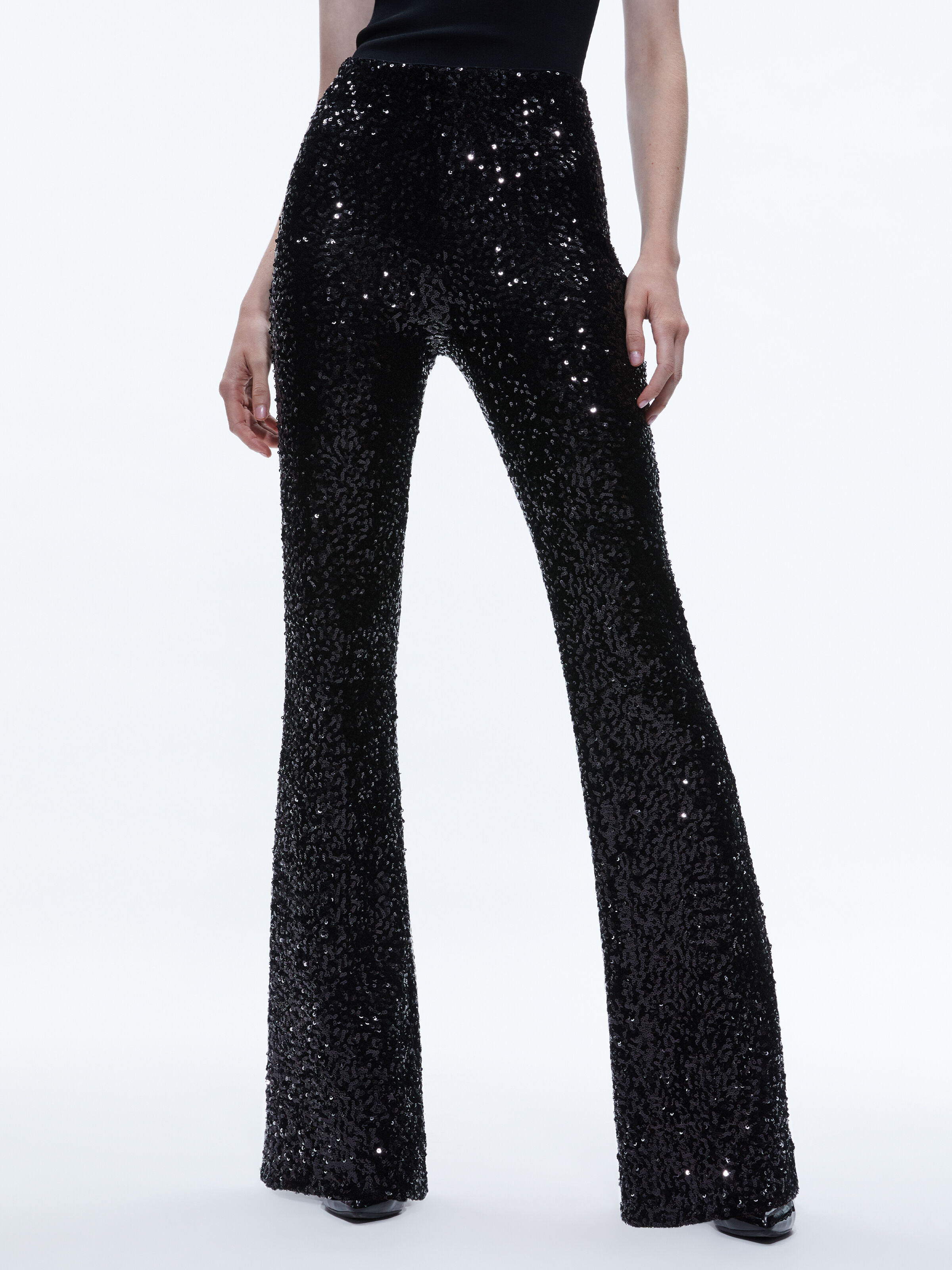 Lara Sequin Bootcut Pant In Black Alice Olivia