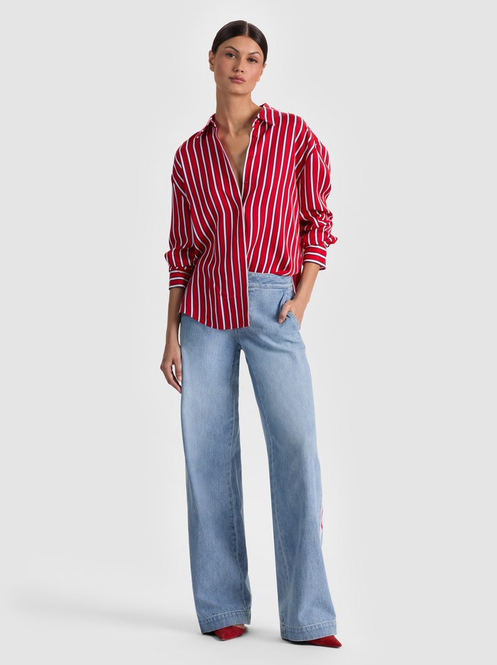 DIMITRA OVERSIZED BUTTON DOWN - TEAKWOOD CHILI PEPPER image 1 - ALICE + OLIVIA