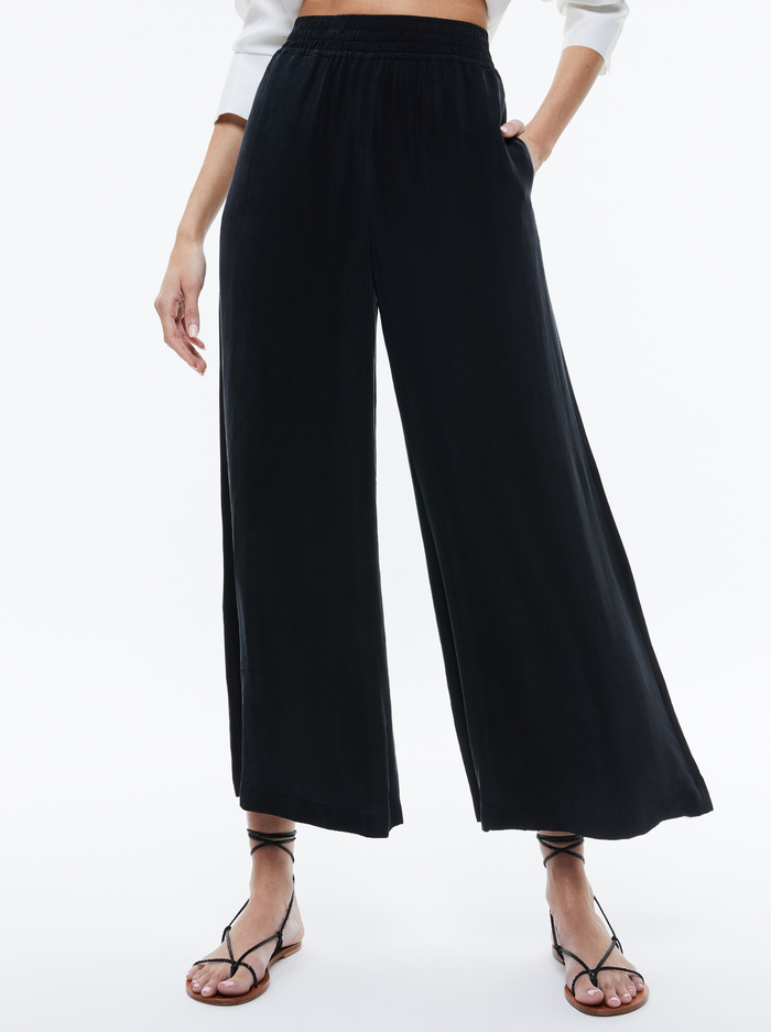 KENLEY PALAZZO CROPPED PANT - BLACK - Alice And Olivia