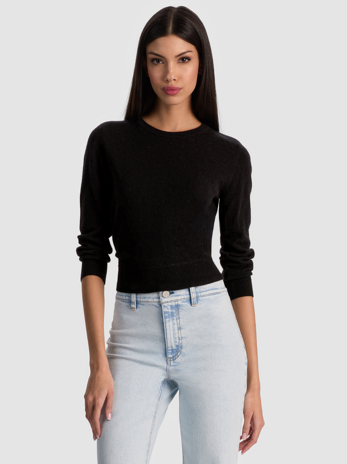 CAROLANN CASHMERE SHRUNKEN PULLOVER - BLACK - Alice And Olivia