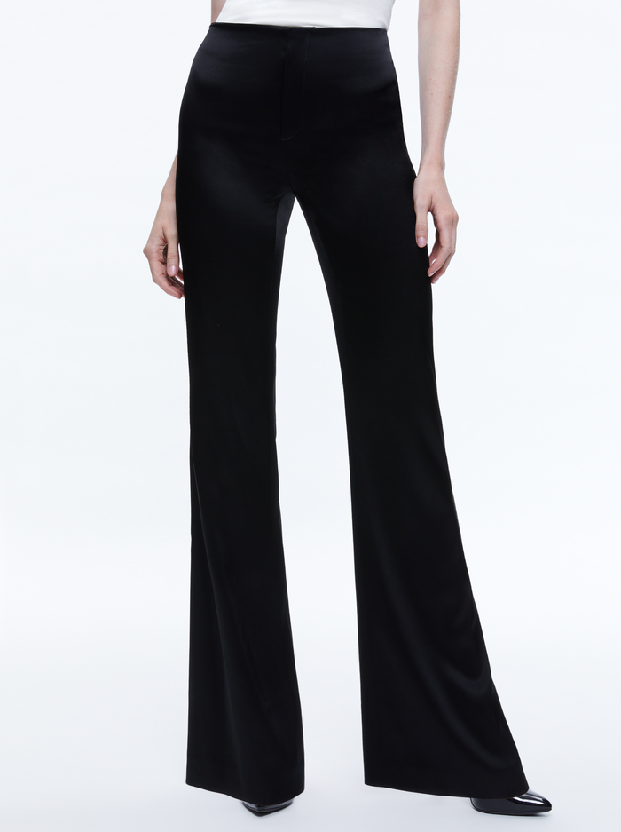 TEENY SATIN BOOTCUT PANT - BLACK - Alice And Olivia