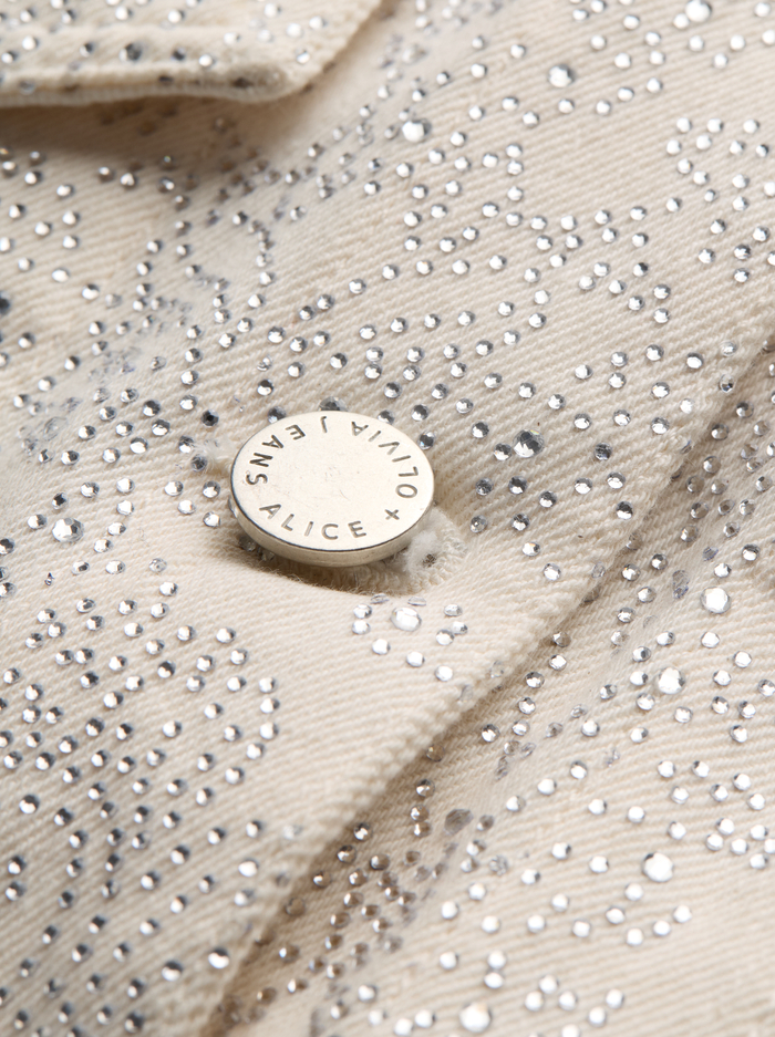 JEFF EMBELLISHED DENIM JACKET - OFF WHITE/MULTI image 2 - ALICE + OLIVIA