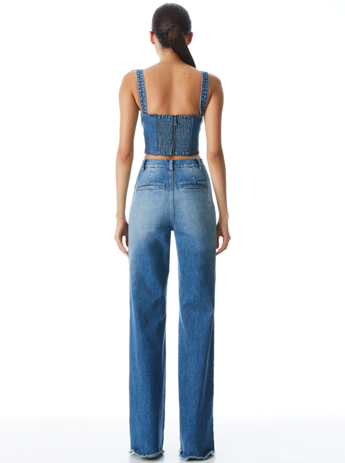 JEANNA DENIM BUSTIER CROP TOP - BEST INTENTIONS image 1 - Alice And Olivia