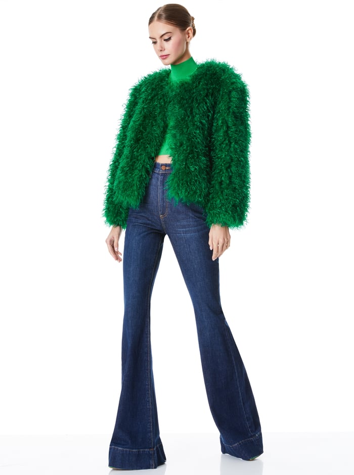 JERRIE COLLARLES FAUX FUR COAT - EMERALD image 4 - Alice And Olivia