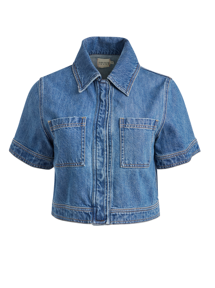 TESHA DENIM TOP - AVERY BLUE image 5 - Alice And Olivia