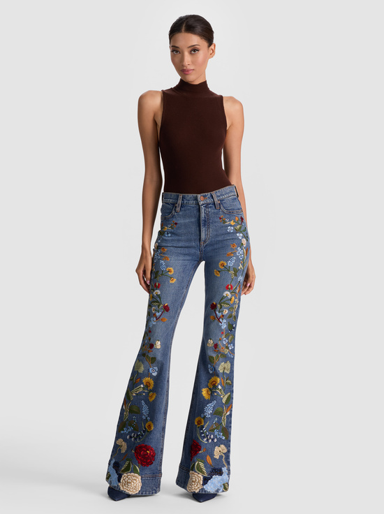 BROOKLYN BLUE/MULTI-BEAUTIFUL EMBROIDERED JEAN