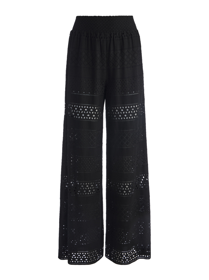 RUSSELL HIGH WAISTED EYELET PANT - BLACK image 5 - Alice And Olivia