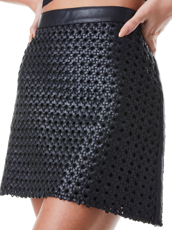 RILEY A-LINE LEATHER MINI SKIRT - BLACK image 3 - Alice And Olivia