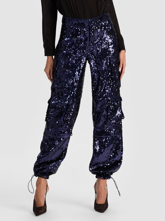 MIDNIGHT BLUE-OLYMPIA SEQUIN CARGO PANT