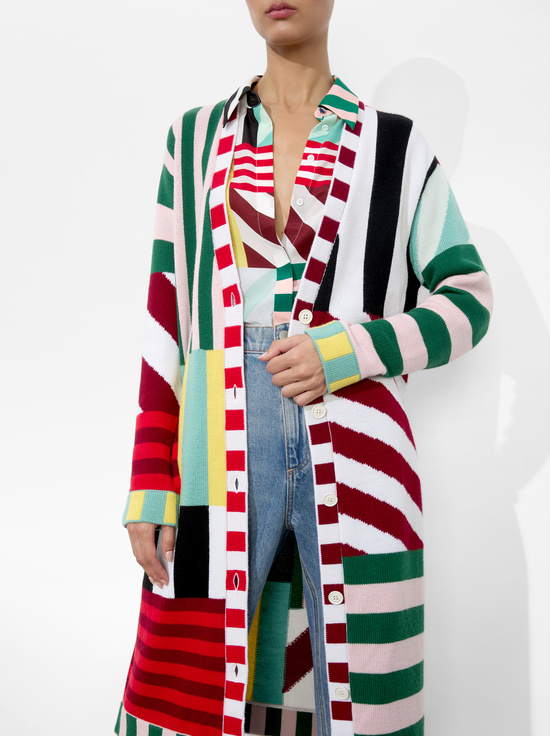 SORBET STRIPE-BRADFORD MAXI CARDIGAN