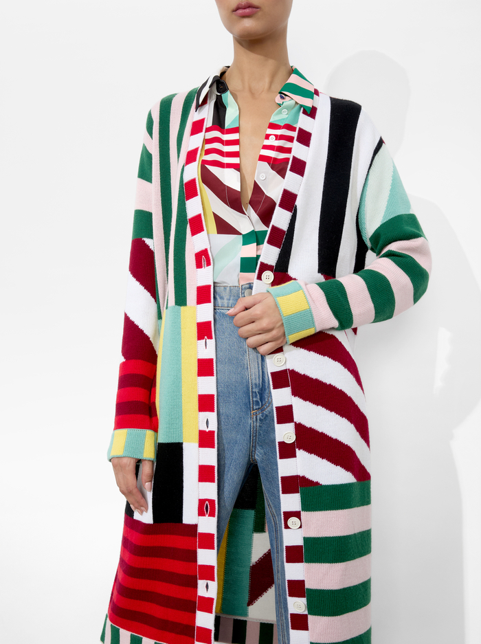 BRADFORD MAXI CARDIGAN - SORBET STRIPE image 3 - Alice And Olivia