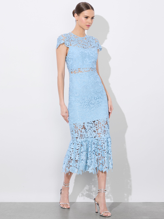 MINERAL BLUE-CLOVER OPEN BACK DRESS