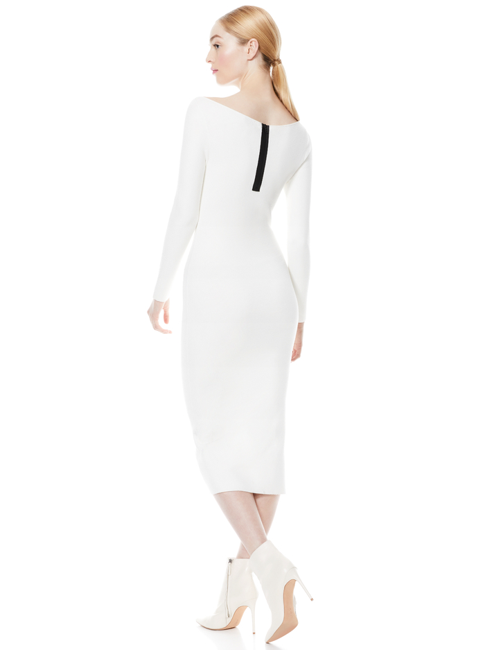 ROCHELLE BOATNECK MIDI DRESS - SOFT WHITE/BLACK image 1 - Alice And Olivia