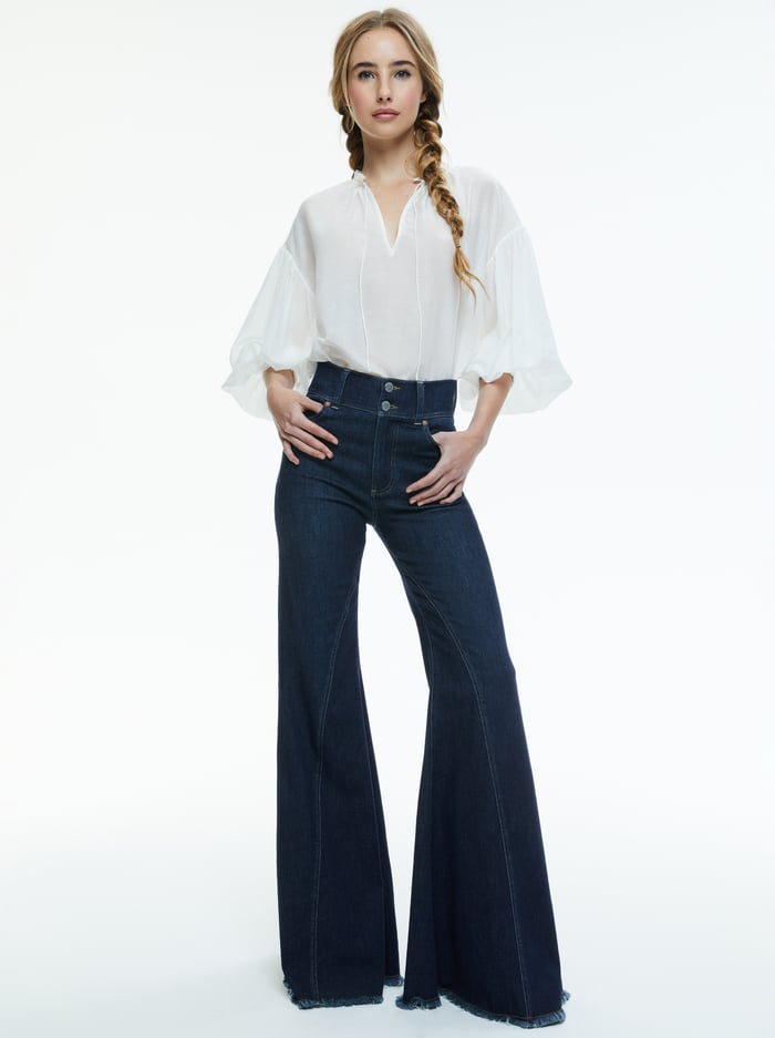 JULIUS VOLUMINOUS BLOUSON SLEEVE BLOUSE - OFF WHITE image 4 - Alice And Olivia