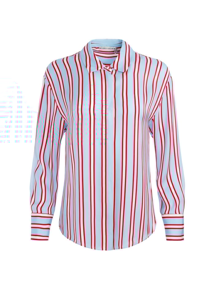 DIMITRA OVERSIZED BUTTON DOWN - TEAKWOOD STRIPE MINERAL BLUE/B image 5 - Alice And Olivia