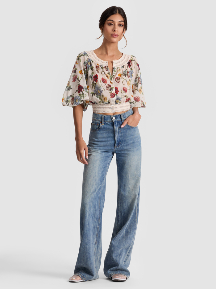 CHERELLE BUTTON DOWN BLOUSE - PROVENCE FLORAL SM image 1 - Alice And Olivia