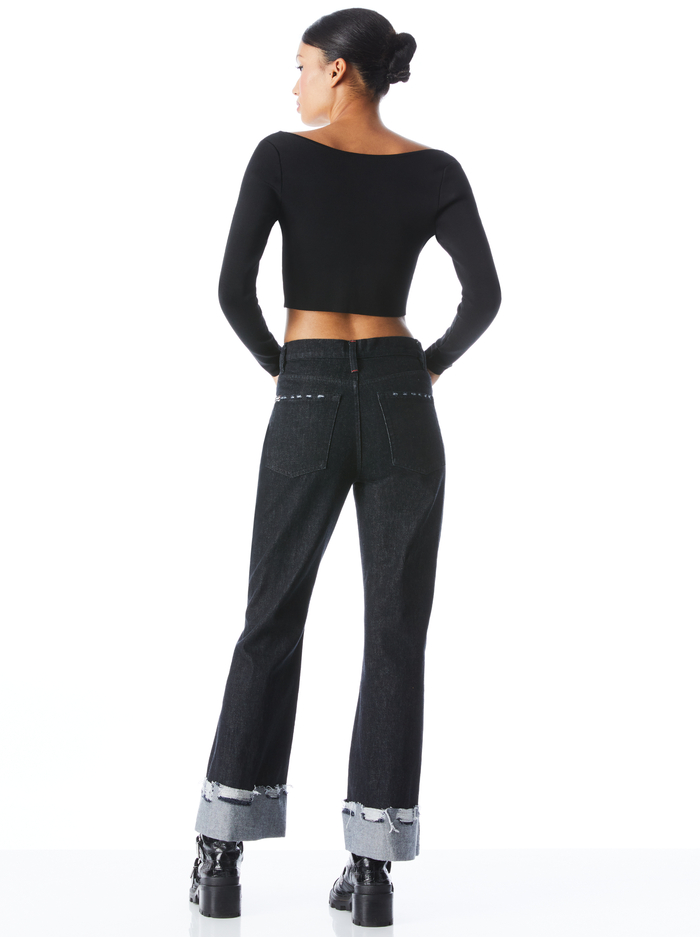 SHAREE CROPPED PULLOVER - BLACK image 1 - Alice And Olivia