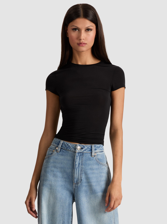 BLACK-HOTTIE SHRUNKEN BABY TEE