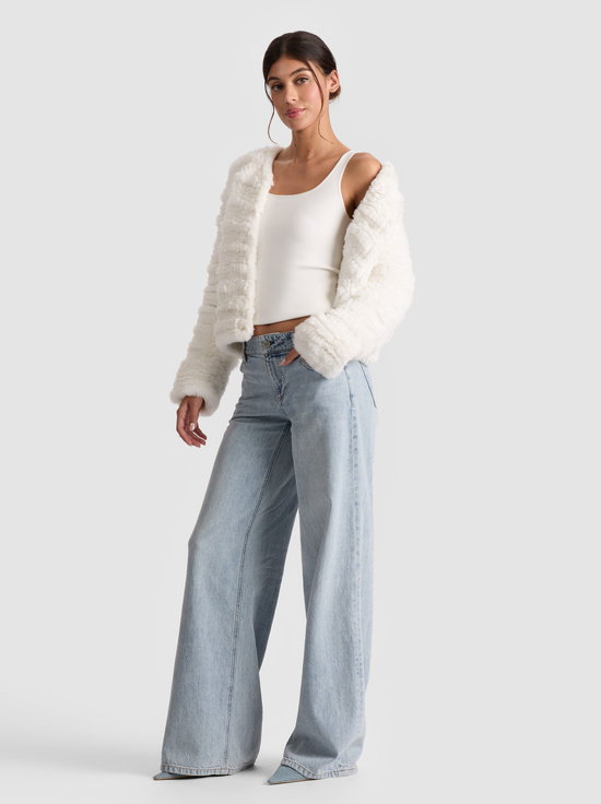 ECRU-FAWN FAUX FUR JACKET