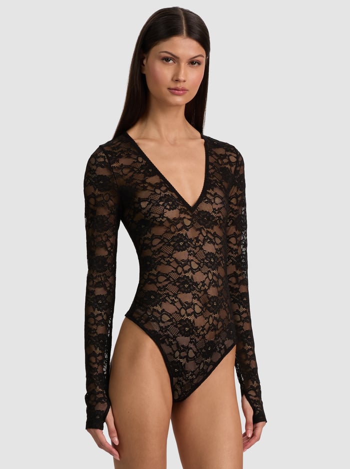 TEAGAN LACE BODYSUIT - BLACK - ALICE + OLIVIA